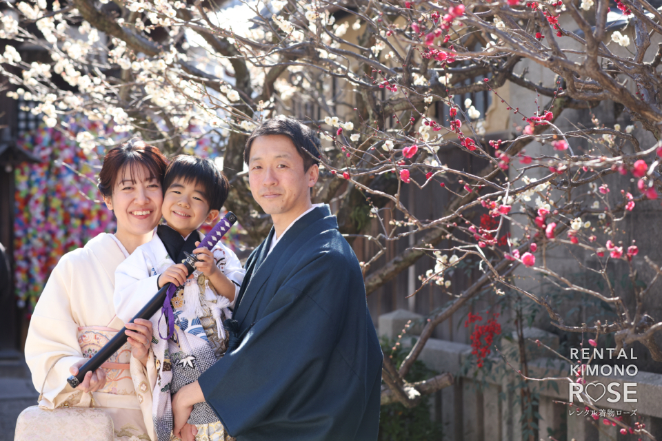写真：京都東山にて5歳の男の子の七五三ロケーション撮影とスタジオ撮影