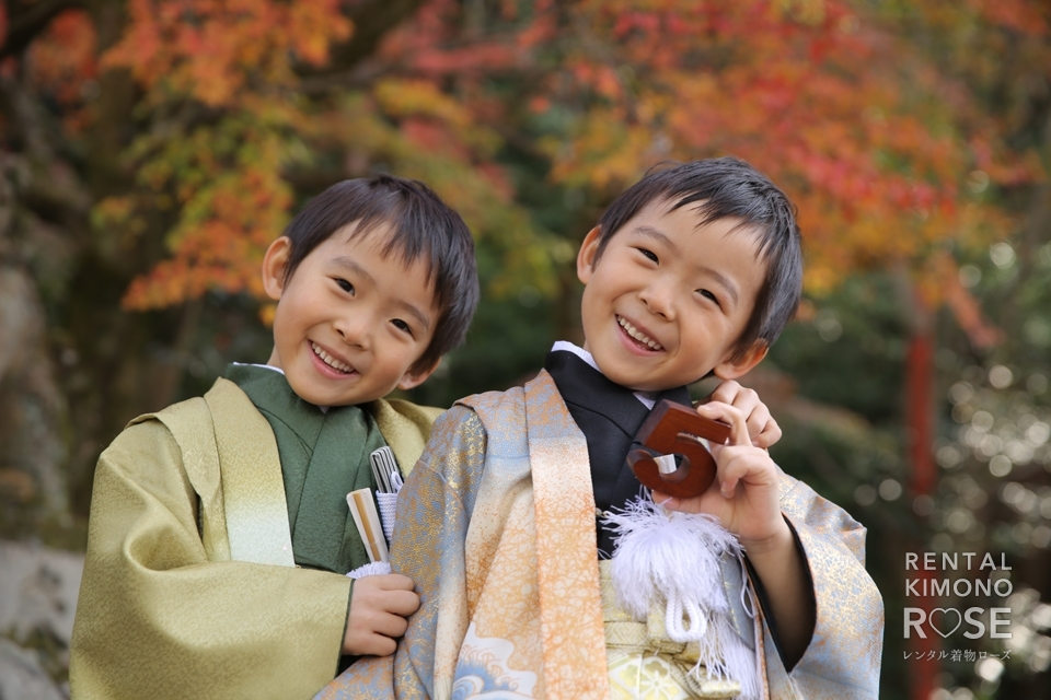 紅葉で七五三着物レンタルとロケーション撮影