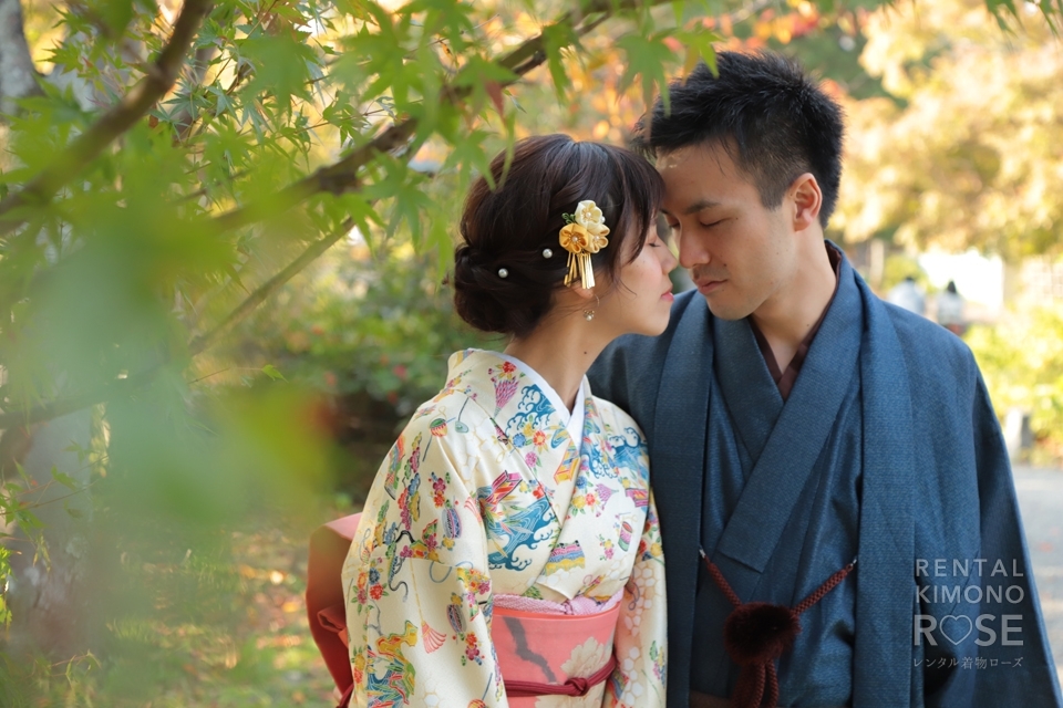 正絹などを2人で！アンティーク着物カップルプラン登場！ | ブログ | 京都のレンタル着物ローズ