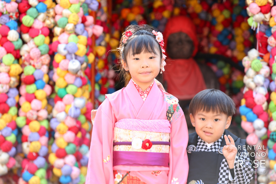 写真:京都・八坂庚申堂とねねの道で七五三姉弟着物記念撮影