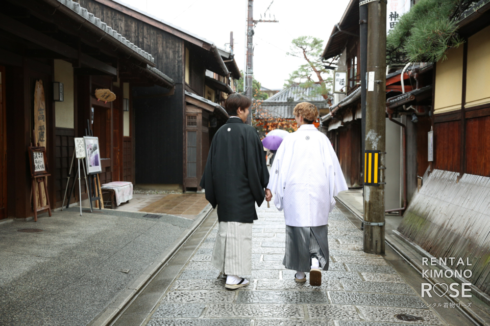 写真：京都・東山で幼馴染同士の成人式羽織袴レンタルロケ撮影