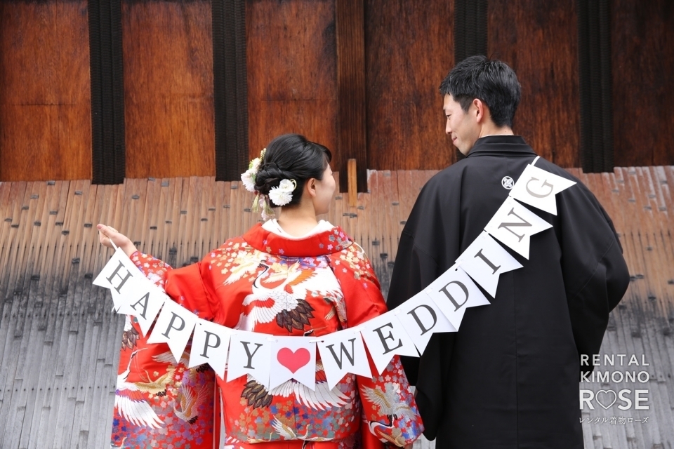 写真:京都にて色打掛で和装前撮り婚礼ロケーション撮影