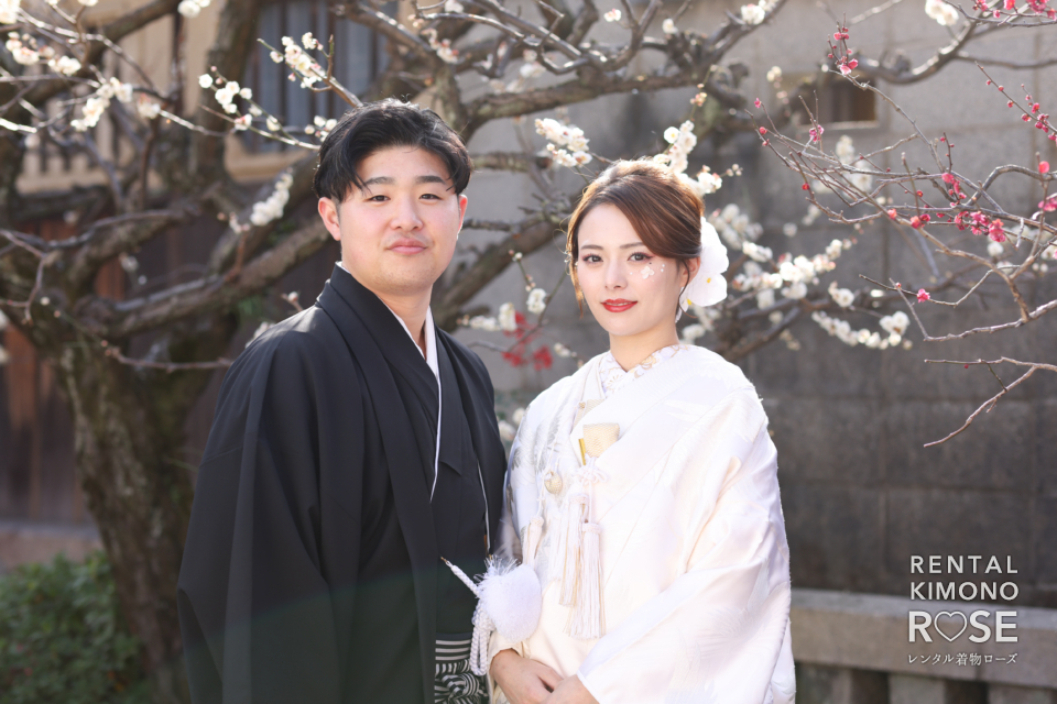 写真:京都東山・高台寺公園で白無垢と羽織袴の婚礼衣装レンタル・着付け・ヘアセット