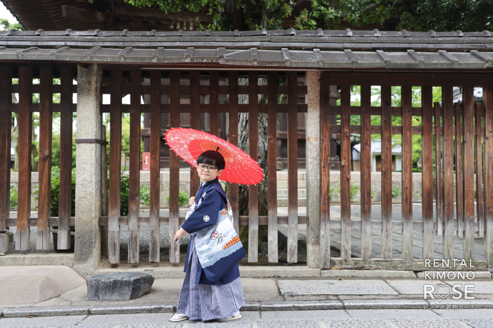 写真：5歳の男の子の七五三のお祝いに、京都でのロケーション撮影