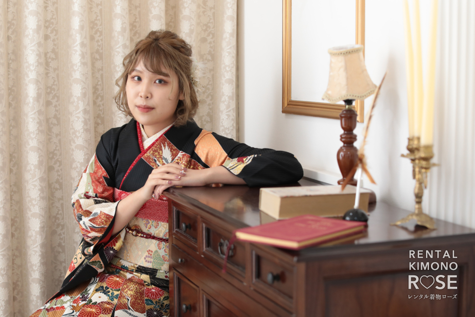 写真:京都の写真スタジオにてお持ち込みの振袖で成人式撮影