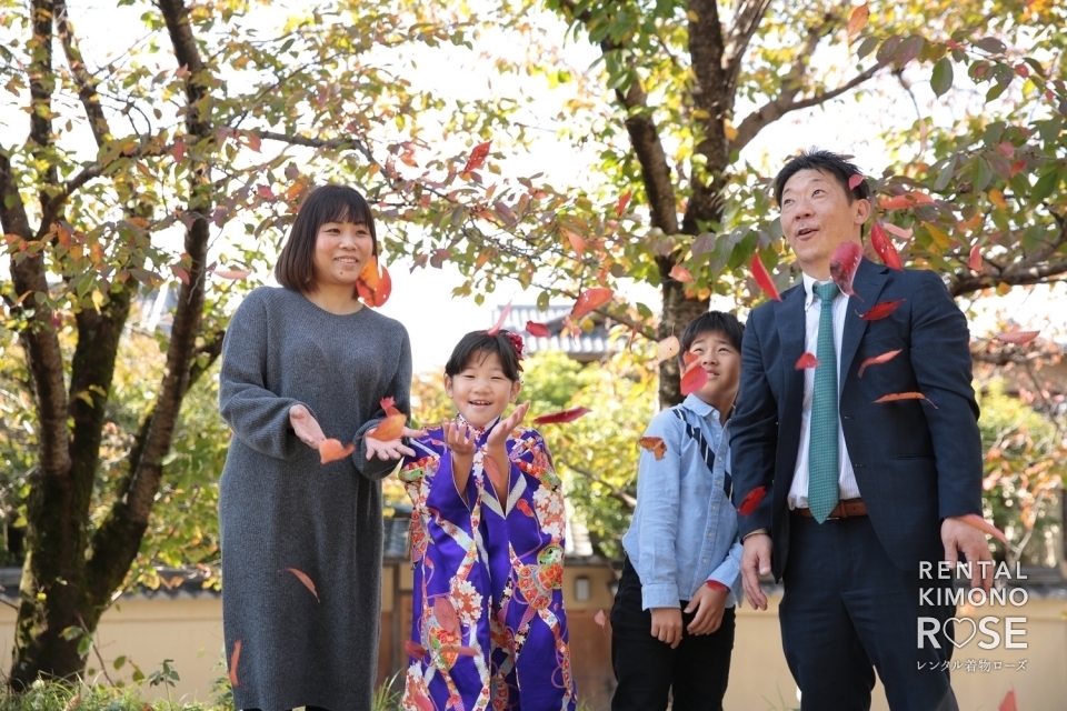 写真：京都・高台寺公園や八坂庚申堂で七五三ご家族ロケーション撮影