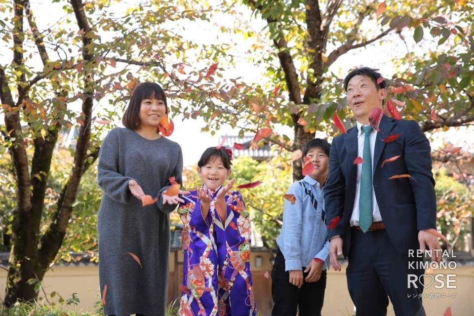 写真:京都・高台寺公園や八坂庚申堂で七五三ご家族ロケーション撮影