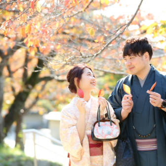 写真：京都の観光名所・八坂庚申堂でご夫婦様の着物ロケーション撮影