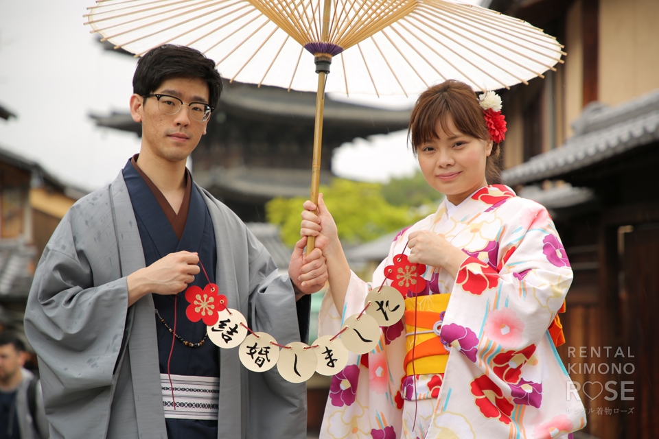 京都旅行にお越しのもうすぐご結婚のカップル様 ギャラリー 京都のレンタル着物ローズ ロケ撮影特設サイト