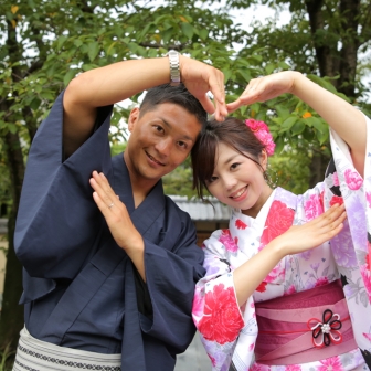写真：素敵なご夫婦と楽しく着物でロケーション撮影