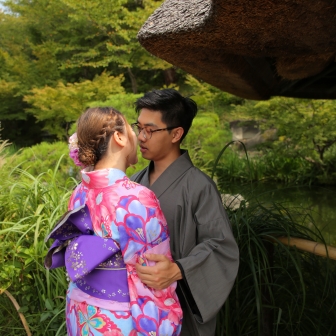 写真：香港からの新婚カップル様と京都ロケ撮影