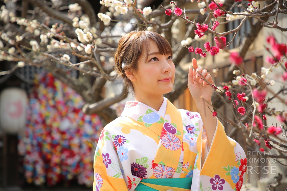 写真：華やかな着物美人様の京都ひとり旅ロケ撮影