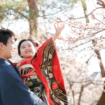写真：桜の京都・東山高台寺で七五三着物のご兄妹ロケーション撮影