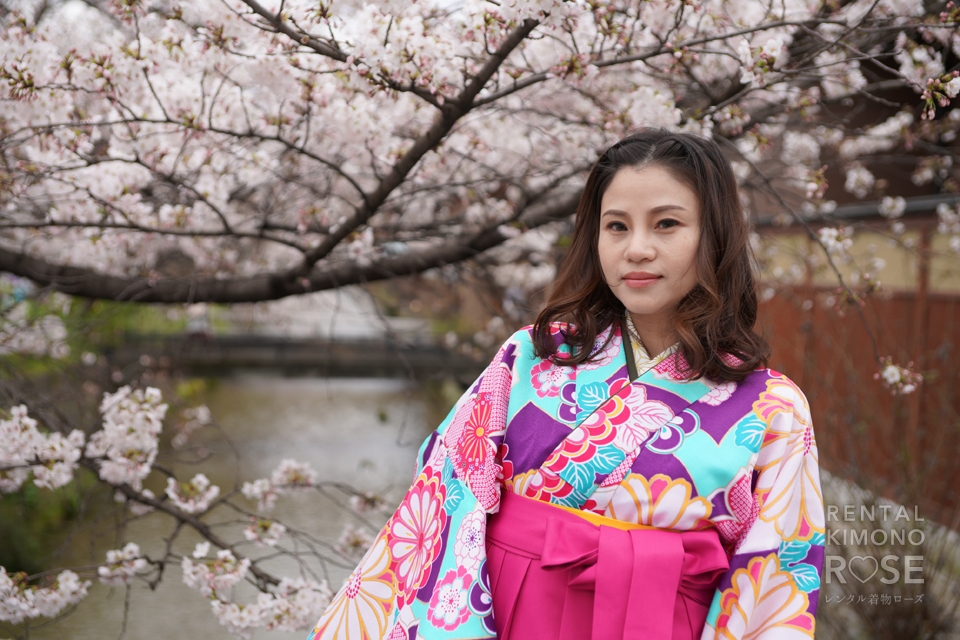 写真：袴と桜と美少女一人。祇園編